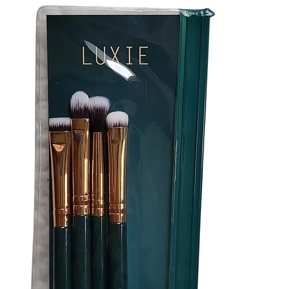 Green Gold Vegan Makeup Brush 4 Piece Luxie Cosmetics Enchanted Travel Brush Set